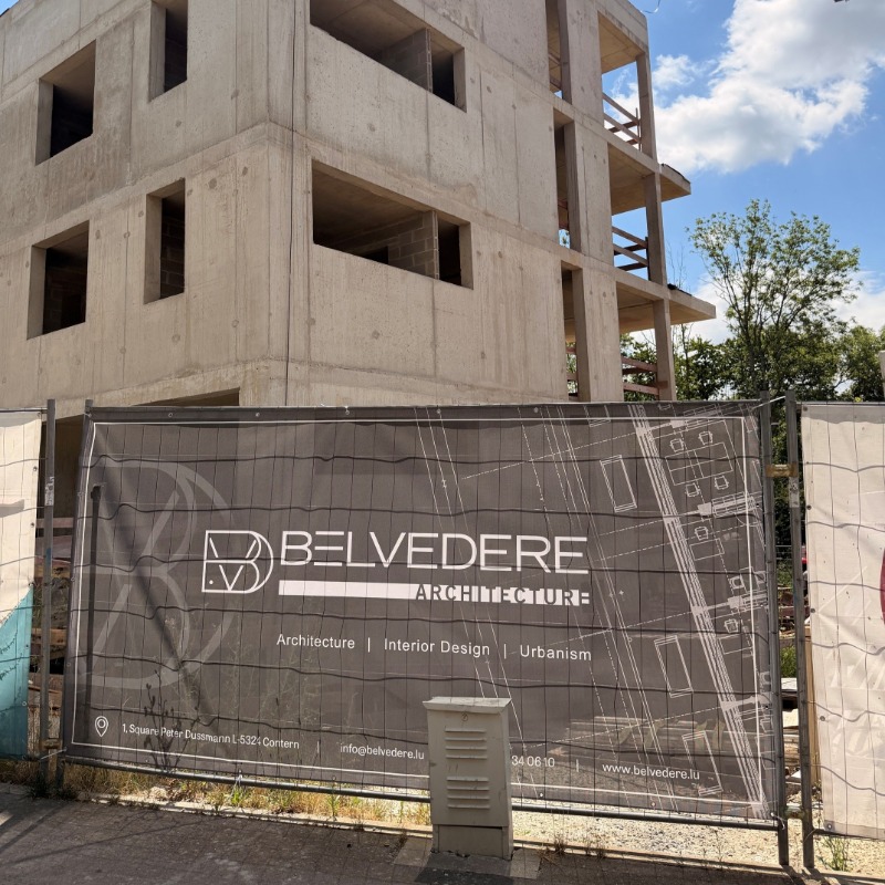 Visible on the construction site.