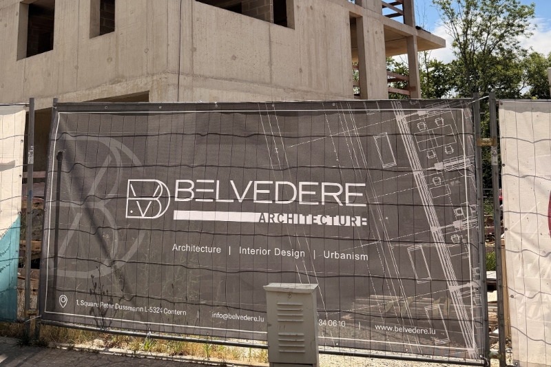 Visible on the construction site.